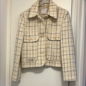 Mango Cream Checkered Women's Jacket